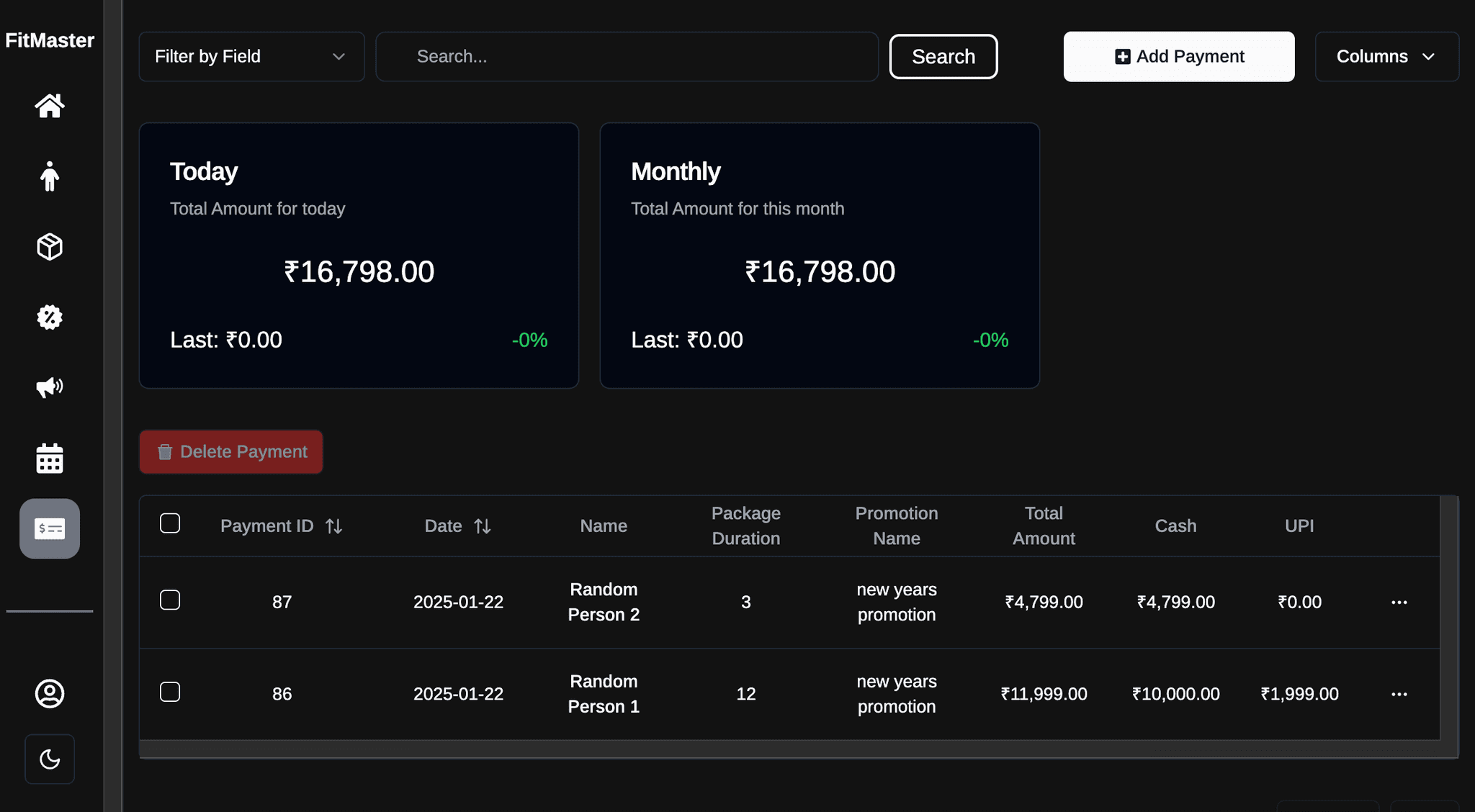 Payments Tab